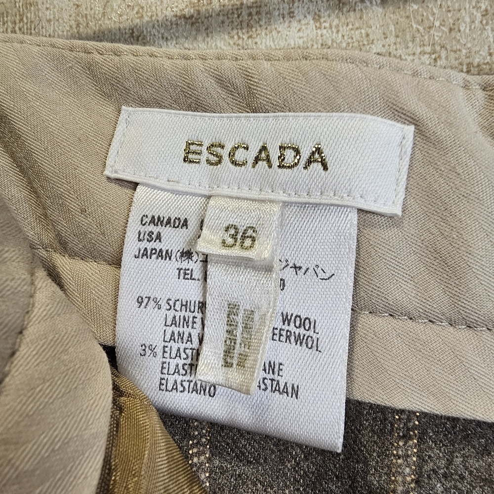 Escada Wool Striped Wide-Leg Trousers Women's Size 26x32 - Picture 5 of 10